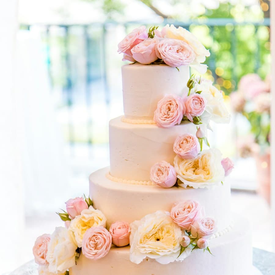 Three-Tier Rosette Wedding Cake
